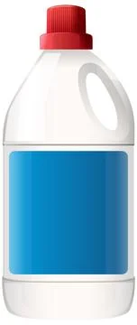 Plastic Cleaner Bottle with Red Cap and Blue Label Illustration