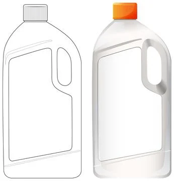 Plastic Cleaner Bottles with Handle and Blank Label Illustration