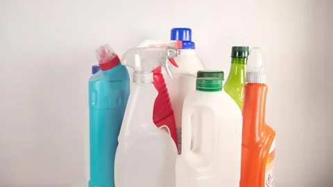 Plastic cleaning bottles Stock Footage 259214951