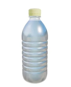 Plastic clear bottle with yellow cap. 3D render Stock Illustration