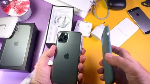 Plastic clear vs silicone case for iPhone 11 Pro Stock Footage 116554168