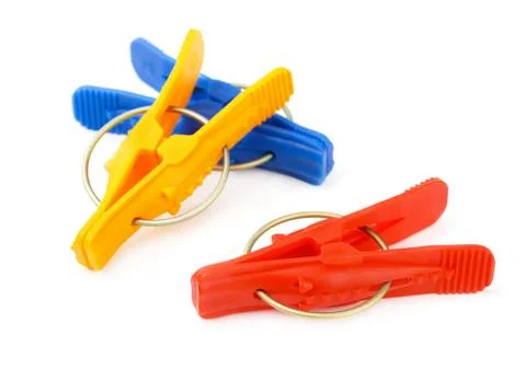 Plastic clothes pegs Stock Photos