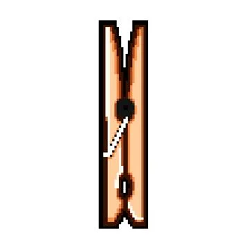 Plastic clothespin pixel art vector illustration Stock Illustration
