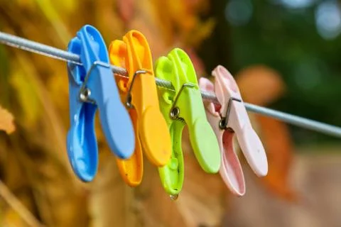 Plastic clothespins Stock Photos