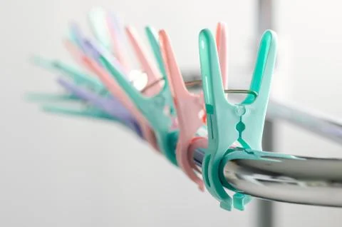Plastic clothespins Stock Photos