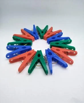 Plastic clothespins Stock Photos