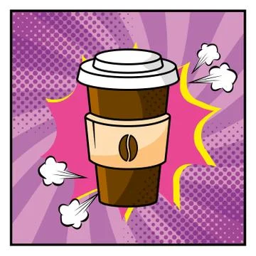 Plastic coffee cup and pop art style Stock Illustration