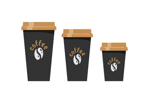 Plastic coffee cups with lids Stock Illustration