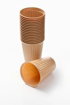 Plastic coffee cups, stacked 库存照片