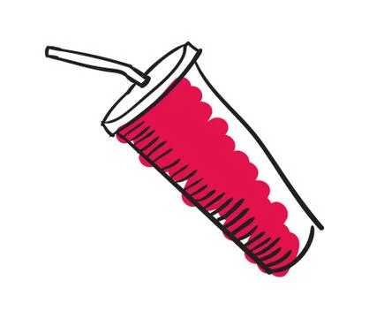 Plastic cola cup with straw hand drawn icon Stock Illustration