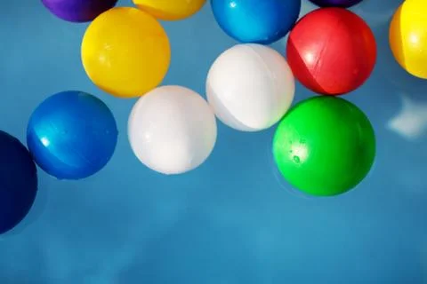 Plastic colored balls in the children's pool Stock Photos