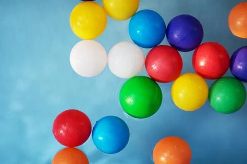 Plastic colored balls in the children's pool Stock Photos