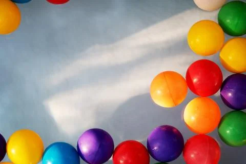 Plastic colored balls in the children's pool Stock Photos