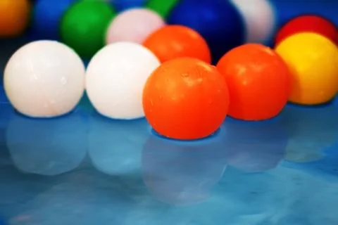 Plastic colored balls in the children's pool Stock Photos