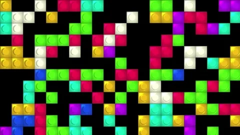 Plastic colored construction bricks disappear and appear one after another Stock Footage 254417093