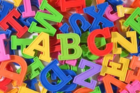 Plastic colored letters ABC Stock Photos