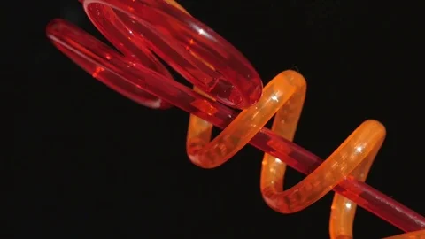 Plastic colored straws, cocktail bubbles. close-up Stock Footage 81389823
