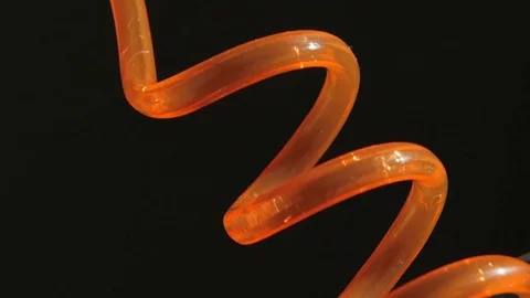 Plastic colored straws, cocktail bubbles. close-up Stock Footage 81392707