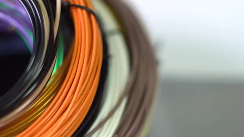 Plastic colored wire in rolls 4K Video stock 155038390
