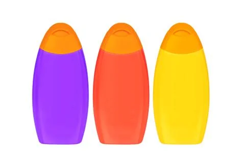 Plastic colorful bottles shampoo isolated on white background 写真素材
