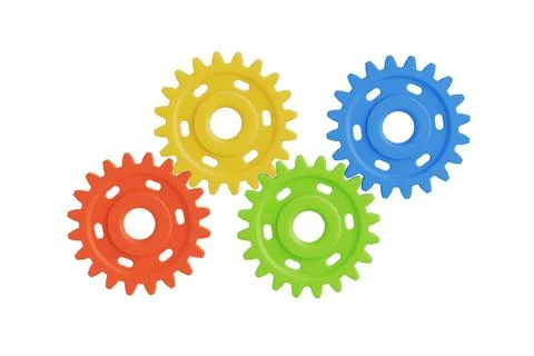Plastic Colorful Cogwheels. 3d Rendering Stock Illustration