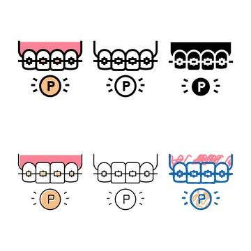 Plastic concepts material tooth braces color icon vector Stock Illustration