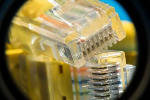 Plastic connector for connection to a computer network, macro background 写真素材