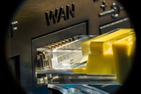 Plastic connector for connection to a computer network, macro background 写真素材