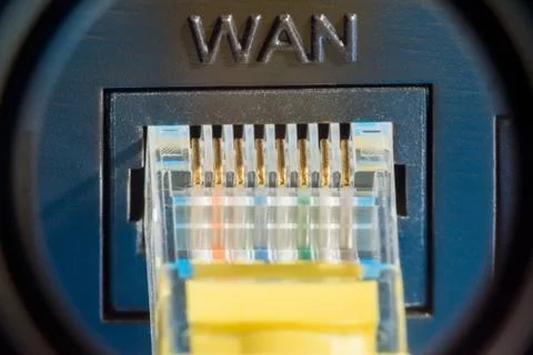 Plastic connector for connection to a computer network, macro background 写真素材