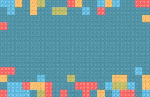 Plastic construction block background. Children toy building block bricks. Stock Illustration