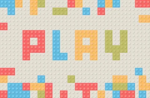 Plastic construction block background. Children toy building block bricks. Stock Illustration