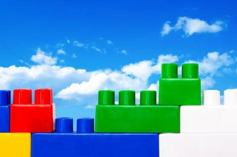 Plastic construction blocks Stock Photos