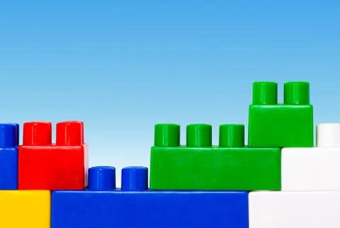 Plastic construction blocks Foto stock