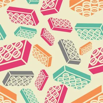 Plastic construction kit pattern seamless. Children cloth background Stock Illustration