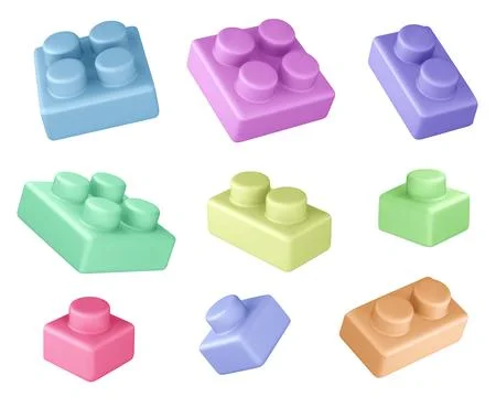 Plastic constructor bricks set Stock Illustration