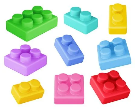 Plastic constructor bricks set Stock Illustration