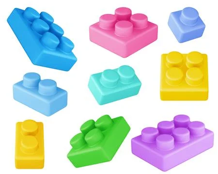 Plastic constructor bricks set Stock Illustration