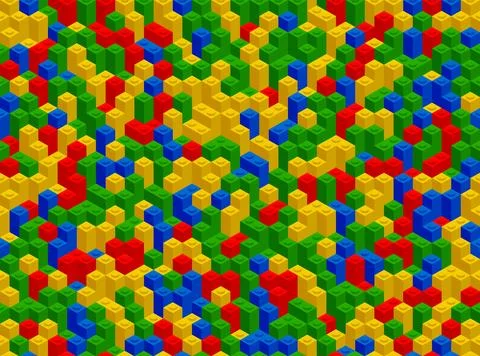 Plastic constructor game seamless pattern. Vector toy brick texture backgroun イラスト素材