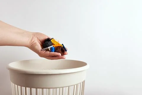 The plastic constructor is thrown away for disposal and recycling Stock Photos