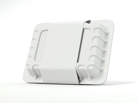 Plastic container with blank white label. 3d rendering Illustrazione stock