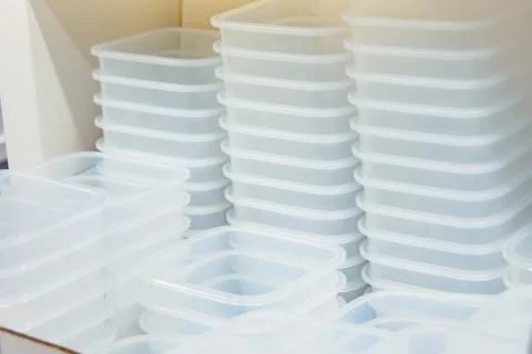Plastic container box Stack Storage Logistic business. Stock Photos