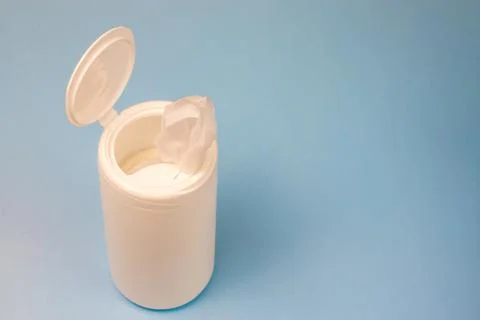 Plastic container with cleaning wipes Stock Photos