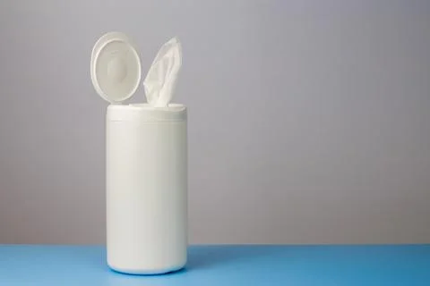Plastic container with cleaning wipes Stock Photos