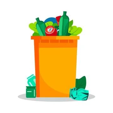 Plastic container for different garbage. Stock Illustration