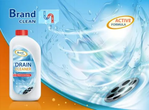 Plastic container with drain cleaner. Stock-Illustration