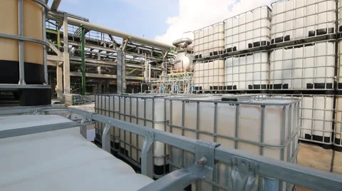 Plastic container drums in storage yard Stock Footage 56185259