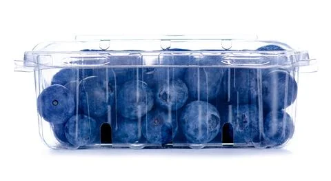 Plastic container fresh blueberry Stock Photos