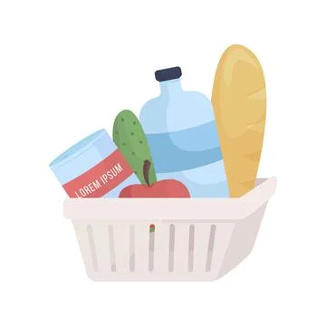 Plastic container with grocery items semi flat color vector object Illustrazione stock