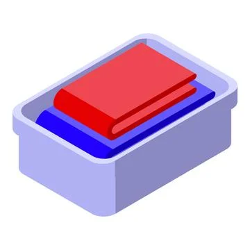 Plastic container holding folded clothes for laundry and storage Stock Illustration