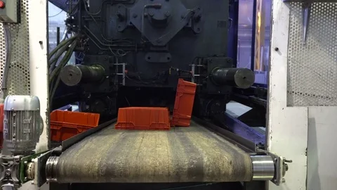 Plastic container on manufacturing line Stock Footage 76898386